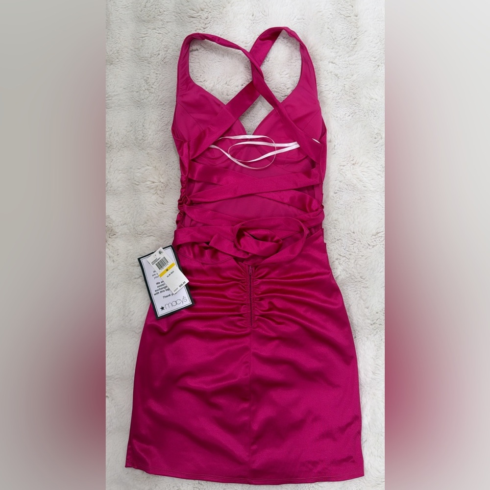 Brand new hot pink satin mini dress from Macy’s